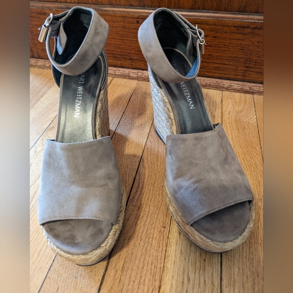 Stuart Weitzman Gray Suede Wedges, Size 8.5 - Picture 2 of 10